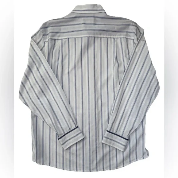 Tommy Bahama Jeans Flip Cuff Striped Button Up Shirt Men L Blue White Beach Camp - Picture 4 of 9